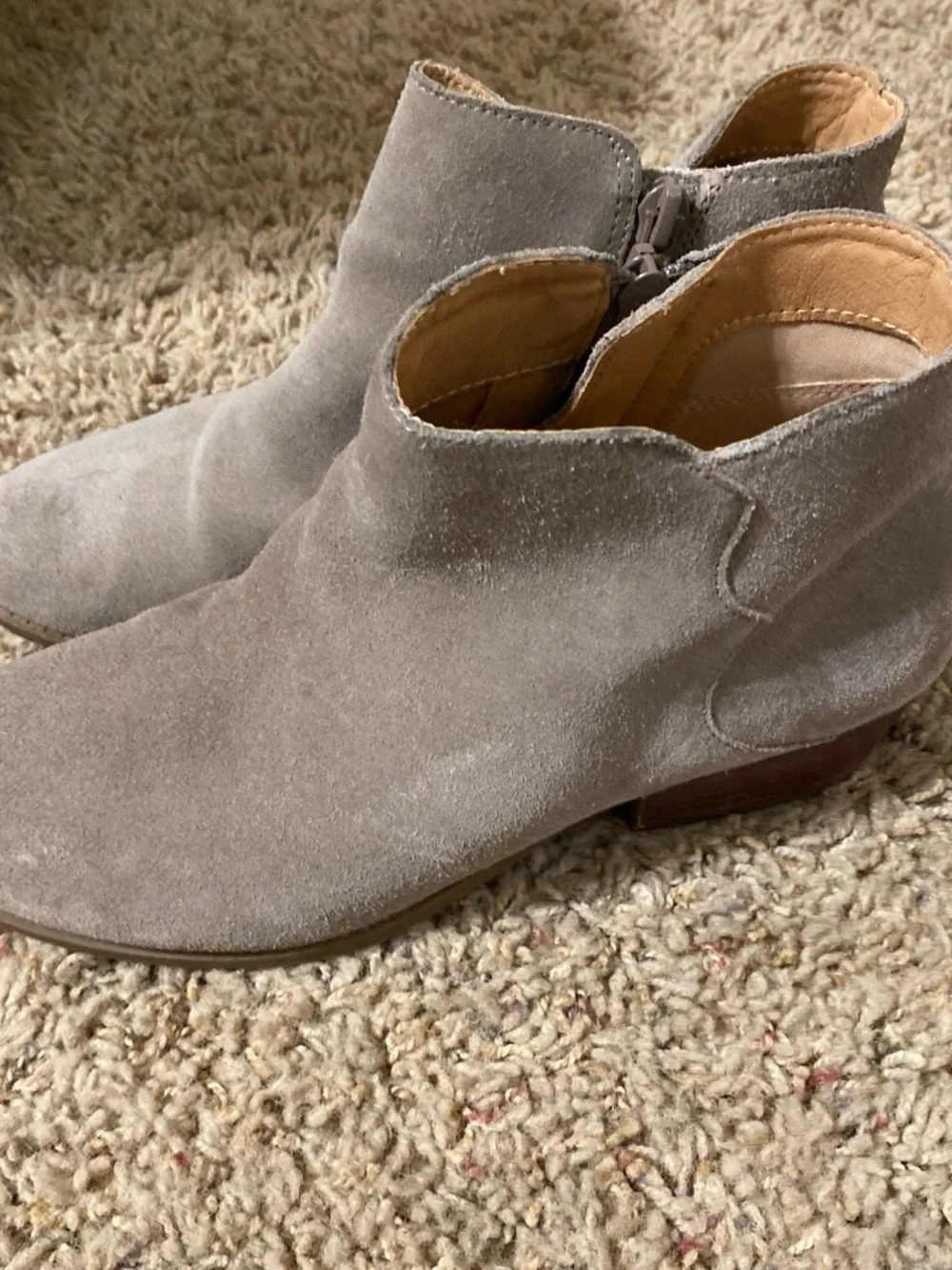 Crown Taupe Suede Ankle Booties with Side Zip